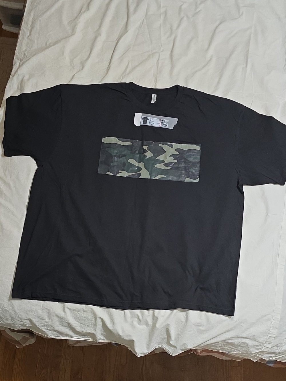 ZUNI Black Short-Sleeve Tee with Green Camo Chest Panel